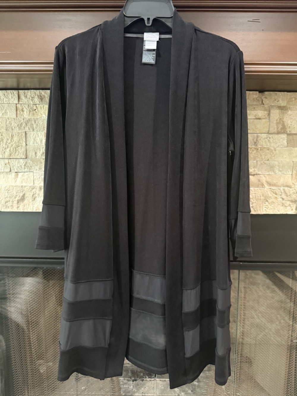 Chico's Black Ribbed Open Cardigan